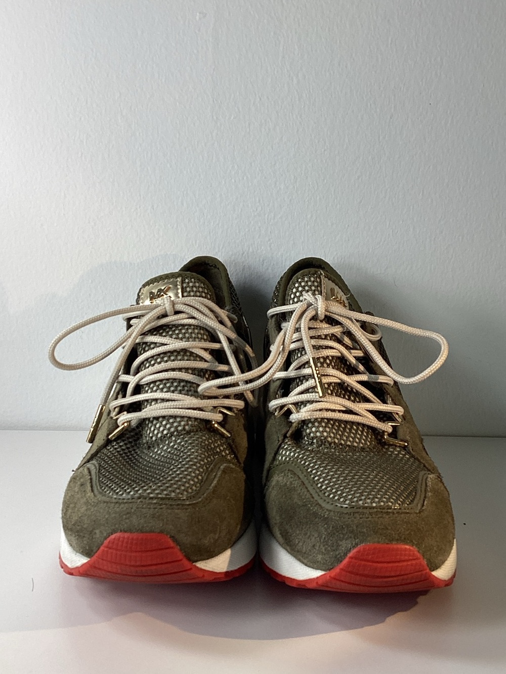 MICHAEL Michael Kors women’s Olive Green Sneakers with Red Soles